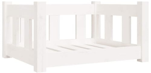 vidaXL Hundebett, Hundesofa mit stützenden Seitenwänden, Haustierbett für Hunde Katzen, Welpenbett Hundenest Hundemöbel, Weiß 55,5x45,5x28 cm Massivholz Kiefer