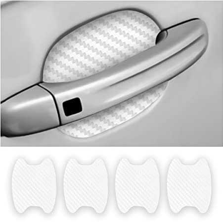 CGEAMDY 4PCS Exterior Car Stickers, Carbon Fiber Protection Film für Autofolie, Kratzfeste Schutzfolie, Universal Fit für die meisten Fahrzeuge (Weiß)
