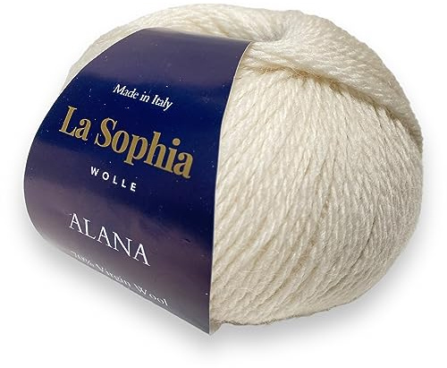 La Sophia Wolle | Alpaka mit Merino Mischung | 50g Alpaka Wolle zum Stricken oder Häkeln (AA013 Off White)
