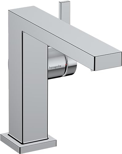 hansgrohe Tecturis E - Waschtischarmatur mit Push-Open Ablauf, energiesparend (CoolStart), Wasserhahn Bad mit Auslauf Höhe 110mm, Mischbatterie Waschbecken wassersparend (EcoSmart), Chrom