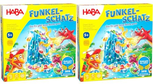 HABA Funkelschatz Brettspiel, Kinderspiel des Jahres 2018, Mitbringspiel für 2-4 Spieler ab 5 Jahren (Packung mit 2)