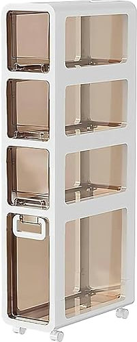 Petit meuble de Rangement au sol Pour Salle de bain, meuble de Rangement fin Pour Papier Toilette Avec tiroirs transparents, unité roulante latérale autonome Pour Petit Espace de buanderie,