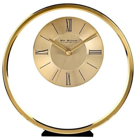 WM.Widdop. Rund Guld Mantelklocka Klocka – W2937G