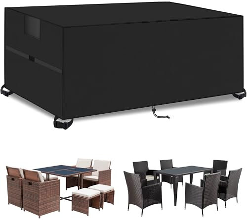 Outdoor Garden Furniture Covers,150*90*74cm,Waterproof with Air Vent, 420D Heavy Duty Oxford Fabric,Patio Furniture Cover for outside Rectangle,Rectangular Table and Chair Set, Rattan Furniture Set