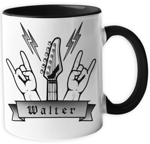 Personalisierte Heavy Metal Tasse | Horns | Pommesgabel | Geschenk für Metal Fans, Musiker, Biker, Festival Gänger, Gitarristen | 330 ml V20