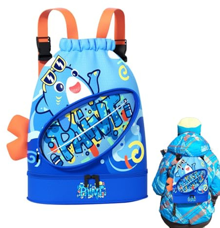 Bolsa de piscina para niños, bolsa de natación para niños - Bolsa impermeable para piscina infantil - Bolsa de baño seca y húmeda separada para niños, mochila impermeable portátil con cordón con