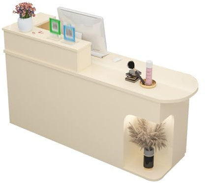 Rezeptionstisch aus Holz mit abschließbaren Schubladen, Büro-Rezeption, Thekentisch für Einzelhandel, platzsparend, Mandel-Empfangstheke (120 x 49,8 x 105 cm)