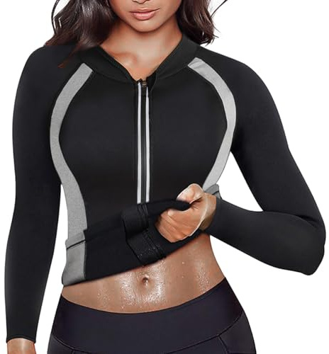 DownLTL Sauna Neoprene Jacket Top Suit Suits Slimming Compression Sweat Sport Shapewear Gym Running Fitness Women Sweatshirts Long Sleeve