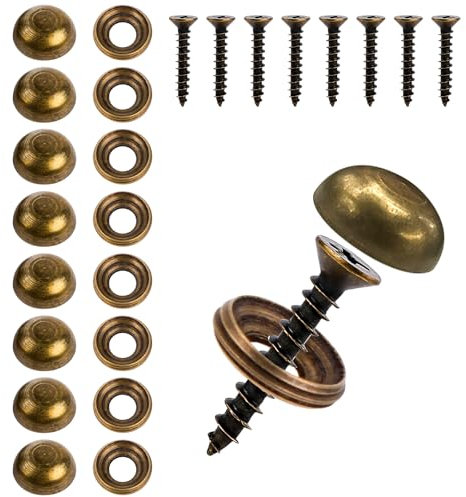 8Pcs Brass Decorative Screws with Caps, Mirror Screws Cover Self-Tapping Screws 15mm Bronze Cabinet Doors and Windows Screws Fastener for Furniture Nails Sign Advertising