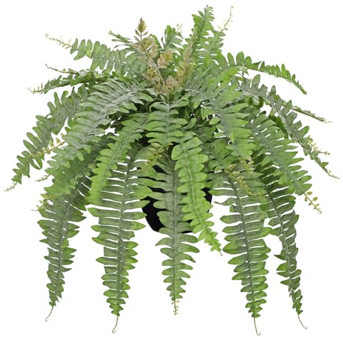 Hollyone Pianta artificiale di felce di Boston in vaso, cespugli di felce finti in vaso per interni ed esterni, piante finte smerigliate per decorazione domestica, giardino, patio, balcone, soggiorno