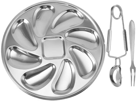 Cabilock Platos De Ostras Bandejas Para Servir Ostras Plato Para Caracoles De Acero Inoxidable Bandeja Para De Acero Para Servir La Mesa