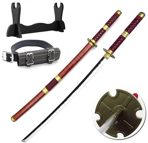 Udekit Anime Ninja Espada de Bambú Katana Guerrero Arma–40pulgadas(104 cm),con Cinturón y Soporte,para Halloween Fiesta Temática Carnaval Fiesta de Disfraces Cosplay