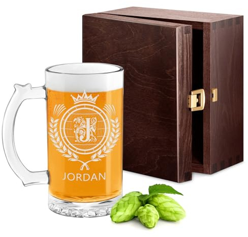 Maverton Bierglas mit Gravur 400 ml, Bierkrug personalisiert mit Namen | Geburtstagsgeschenk für Männer, Bier Geschenk, personalisierte Geschenke Männer, Höhe: 15cm, Durchmesser: 8cm