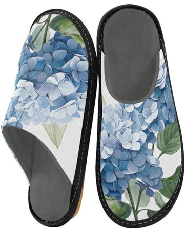 Pantoufles d'intérieur et d'extérieur antidérapantes pour homme et femme Motif hortensias, Multicolore, 37.5/38 EU