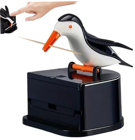 Dispensador de palillo de dientes de pingüinos, dispensador de palpas de dientes de pájaro inteligente, portavasos automáticos de toño, dispensadores de soporte para palillos de para restaura