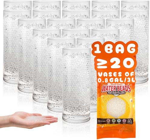 ANZON MORIES Klare Wasserperlen (205000 Stück Großpackung, füllt mehr als 20 Vasen), Gel-Perlen für Hochzeits-Tischdekoration, Vasenfüllung, schwimmende Kerzen, Weihnachtsdekoration Gel