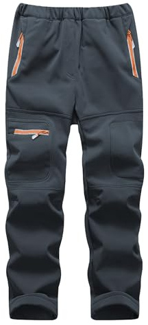 Yenwits Kinder Softshellhose gefüttert Skihose wasserdicht Thermohose Wanderhose Trekkinghose Schneehose Winter Outdoorhose Cargohose für Jungen und Mädchen