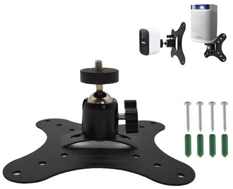Vertically Mounted Projector Bracket - Universal Wall & Ceiling Mount with 1/4 Screw | Mini Camera Bracket (2.36in) - Heavy-Duty, 360° Rotatable & 90° Tilt for Projectors, Cameras, DLP Devices