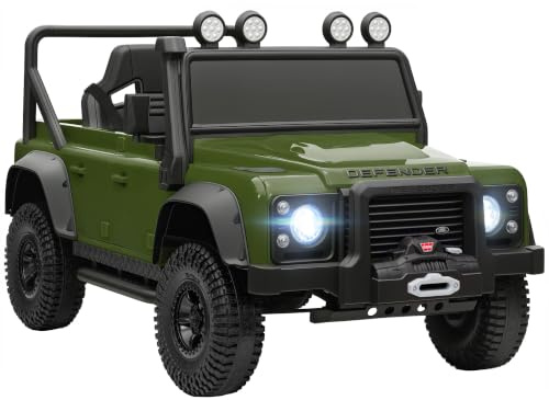 AIYAPLAY Kinder Elektroauto Land Rover Defender 110 SVX 12V 7Ah Grün | Mit Fernbedienung, 2 Motor, Kinderfahrzeug mit Softstart, Soft Stopp, 4 Stoßdämpfer, Hupe, MP3, Licht für 3-5 Jahre