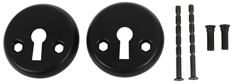 Rosetta per Serratura HOME It® Piatta – Set 2 Pezzi – Ø50 mm – Nero Opaco – Con Viti di Montaggio