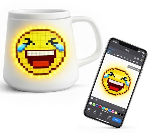 Freeingbag - PixelMug P1 Smart Mug with App Control, Custom Picture LED Display Mug, Wireless Charging Cup, Perfect Personalized Gift for Holidays,Birthday,coffee mug