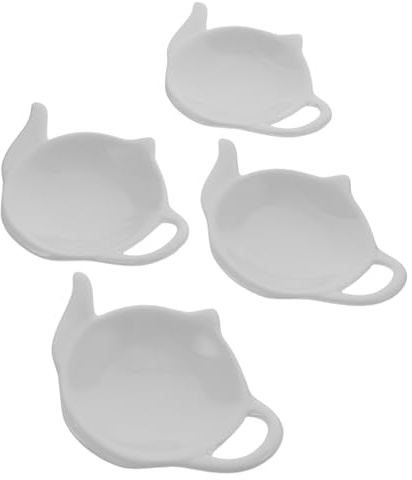 Toyvian Lot De 4 Porte-Sachets De Thé en Céramique Résistants À La Chaleur 4.88X3.54X0.79 Pouces Repose Sachet De Thé Multifonction pour Collations Sauce Accessoires Vintage pour Cuisine Salon Bureau