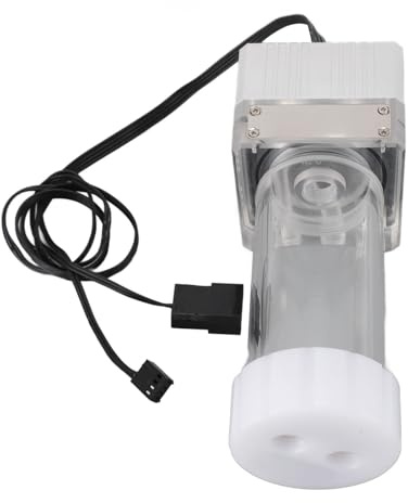 Naroote Tanque de Bomba de Agua para PC, Tanque de Bomba de Refrigeración por Agua con Accionamiento de Sinusoidal G1/4 Capacidad de 125 Ml Regulación Automática de Velocidad para de (SILVER)
