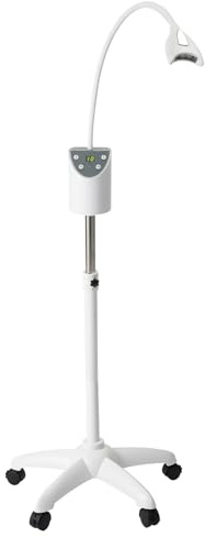 Zahnaufhellungsgerät, LED, Blau, 4 verstellbare LEDs, für Wohnzimmer, Haus | Robuste Aluminiumlegierung, Timer 5 – 30 Minuten, Höhe 81,5 – 105,5 cm, Fernbedienung inklusive, thermischer Schutz