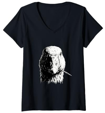 Mujer Ganso con Palillo Divertido Matón Gángster Meme Camiseta Cuello V