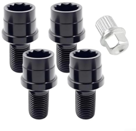 Schwarze Stahl-Radmuttern für Schlüssel M14 x 1,5, Diebstahlsicherung, Ersatzschrauben