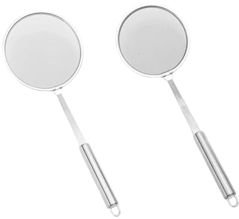 Fat Skimmer Spoon, Mesh Strainer, 14.57x5.51x1.97 Inches Long Handle Tool, Oil Grease Foam Filtering, Home Restaurant Dining Room Frying Stewing, Kitchen Accessories for Adults Women Men Teens College