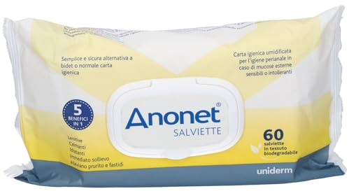 Ano_net® Salviette Carta Igienica Umidificata per Detersione in Viaggio, Salviette Lenitive, Idratanti, Sollievo Immediato Contro Prurito e Fastidi Intimi, Made in Italy (Pack da 60 Pezzi) - Farmasime