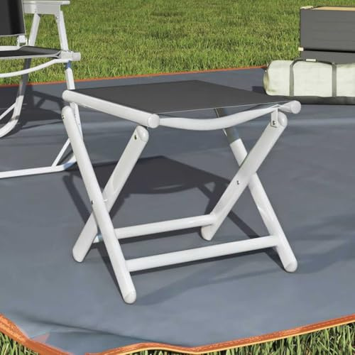 Zentexion Sgabello da giardino pieghevole nero e argento, in alluminio e textilene, per terrazza, balcone, piscina, esterno, resistente alle intemperie, impermeabile, resistente ai raggi UV