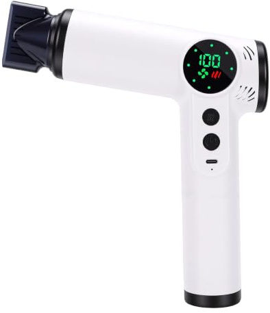 Leftwei Asciugacapelli Senza Fili Ricaricabile USB con Display LED (WHITE) | Batteria 15600mAh, 4 Modalità di Flusso d'Aria, Impostazioni Caldo e Freddo, Design Compatto in ABS, per Casa, Dormitorio