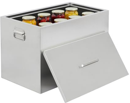 Konserveringspanna för vattenbad rostfritt stål 50 l gryta med 2 konserveringsställ | 0,8 mm tjock bärbar vattenbad inkokningsmaskin vattenbadburk för familj, butik 52,1 x 29,2 x 33 cm