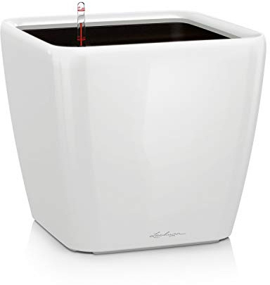 LECHUZA QUADRO Premium LS 43 planteringskruka med bevattningssystem, högglansig vit, 43 x 43 x 40 cm