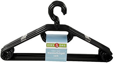 100 Stück qualitativ hochwertige Kunststoff Kleiderbügel Schwarz von DIES&DAS mit Antirutschrillen 360 Grad drehbarer Harken Gürtel und Krawattenhalter Hosensteg Bügel Bügelset Garderobenbügel Wäschebügel Universalkleiderbügel und Rock Harken Aufhänger Gürtelhalter Hosenbügel mit antirutsch Rillen
