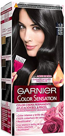 Garnier Color Sensation - Tintura Permanente Ultra Nero 1.0, disponibile in oltre 20 tonalità