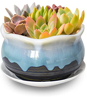 Dahlia de plis Glaze en céramique Pot de fleurs artificielles/pot de fleurs/pot de fleurs/bonsaï Pot de fleurs #10 Turquoise