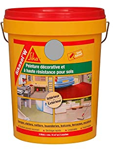 Sikasol W, Gris béton (proche RAL 7004), Peinture acrylique décorative, peinture pour sol, revêtement anti-poussière, peinture résistante à l'humidité, intérieur et extérieur 5L