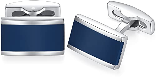 HONEY BEAR Herren Hochzeit Manschettenknöpfe Cufflinks Edelstahl Manschettenknopf (Navy blau)