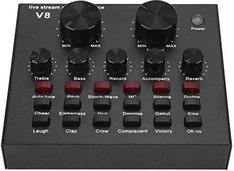ASHATA Live Sound Card,Tragbar Multifunktionale Live Soundkarte Bluetooth PC Live Sound Voice, Musik Audio Mixer Soundeffekte Liveübertragung Sound Card für Handy Tablet