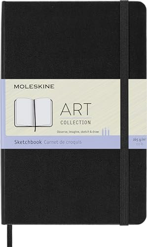 Moleskine Medium Size 11.5 x 18 cm Art Sketchbook, Sketchbook for Drawings, Paper Suitable for Pencils, Pastels, Fountain Pens and Markers, Hard Cover, Colour Black, 88 Pages