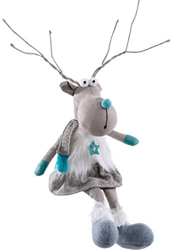 WeRChristmas WRC-9152 Rentier sitzendes Mädchen Figur, Mehrfarbig, 42 cm