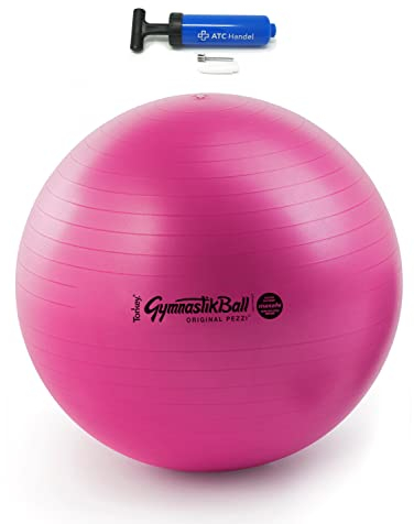 Original Pezzi Gymnastikball Maxafe Ø 42, 53, 65 & 75cm in Allen Farben inkl. ATC Ballpumpe - bis 400 kg belastbar - Fitness, Reha, Therapie, Gymnastik und als Sitzball fürs Büro, 42cm Fuchsia