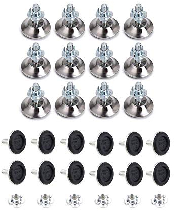 Zueyen 12 niveladores de muebles de servicio medio, pie deslizante ajustable M8 con tuerca en T, pie de mesa ajustable, M8 x 40 x 30 mm