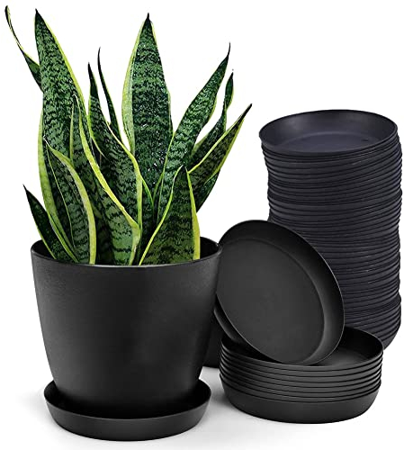 Wenxiaw Blumentopf Untersetzer 20 Stücke, Pflanzen Untersetzer Untersetzer für Blumen & Pflanzen Plastik Blumentopf Untersetzer Rund für Garden Innen und Außenbereiche, Rund, 11.5 cm, Schwarz