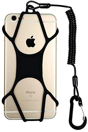 Rugged Phone Lanyard with Coiled Strap and Carabiner – Anti-Theft Cell Phone Tether for Hiking, Travel, Outdoor Use – Universal Phone Strap with Tether Tab, No Adhesive Needed