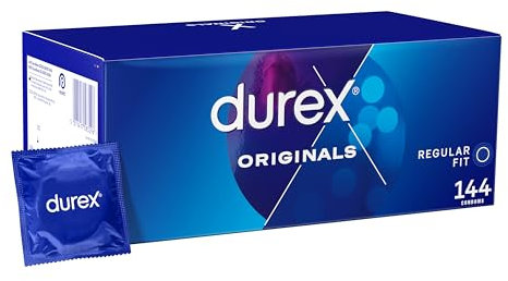 Durex Originals Extra Safe, 144 Condoms, Regular Fit, With Silicone Lube, Easy on Shape, Teat Ended, Increased Thickness, Natural Latex, Condoms Bulk for men