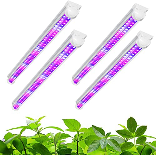wolezek Grow Lights for Indoor Plants, 2FT T8 Full Spectrum Led Grow Light, with Dasiy Chain Design, 384LEDs(4/Pack) Plant Grow Lamp for Seedlings, Greenhouse(Red/Blue/White)